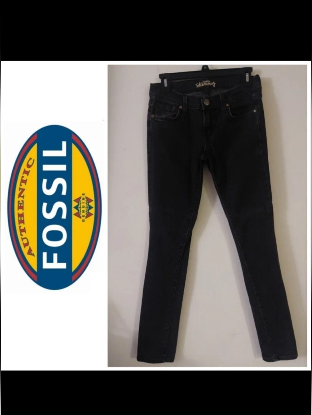 FOSSIL WOMENS SLATE BLACK SKINNY JEANS